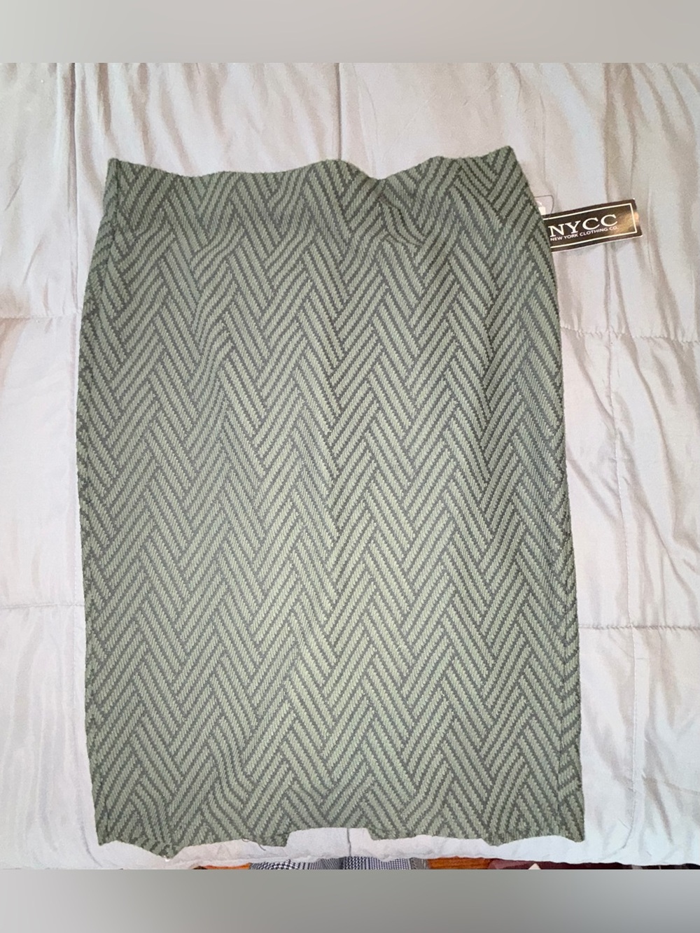 NYCC Olive Green Herringbone Pencil Midi Skirt NWT Size M